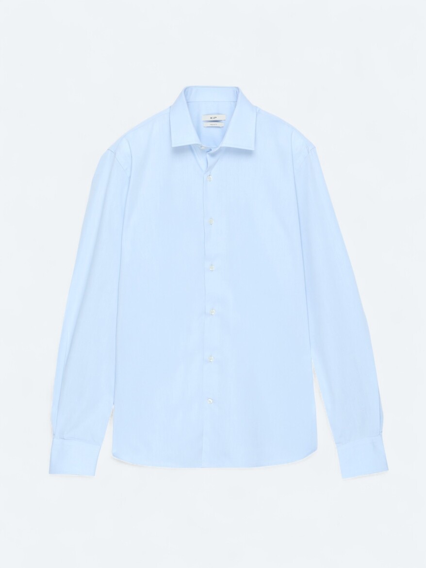 Medium Blue Regular Fit Weaving Classical Cotton Blended Shirt - 5