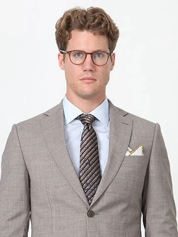Mink Checkered Modern Fit 100% Wool Suit - 3