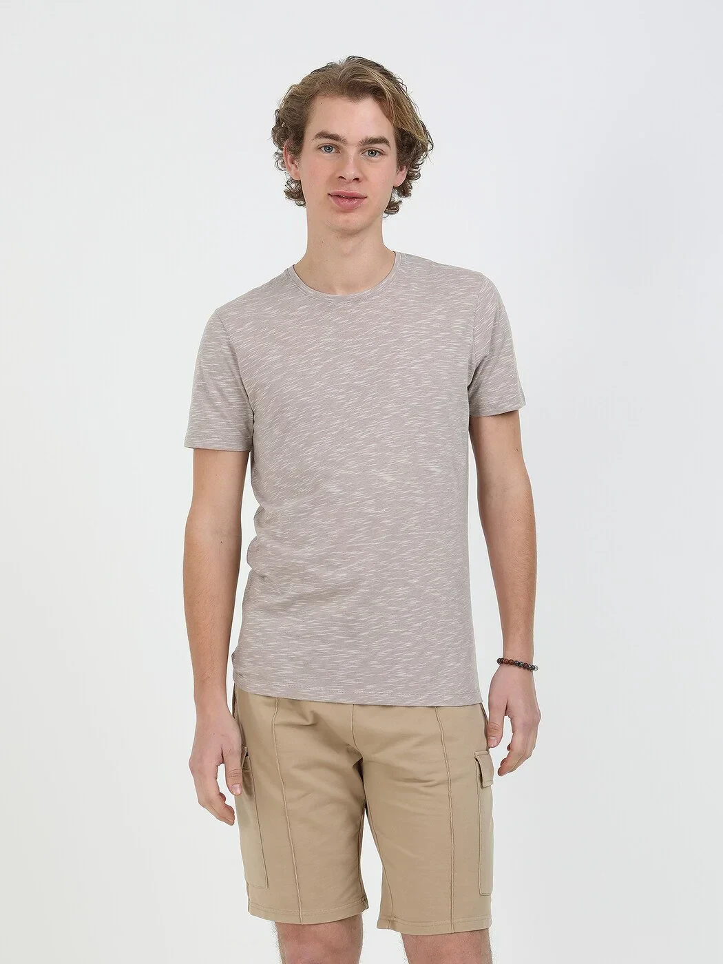 Mink Crew Neck Cotton Blended T-Shirt - 1