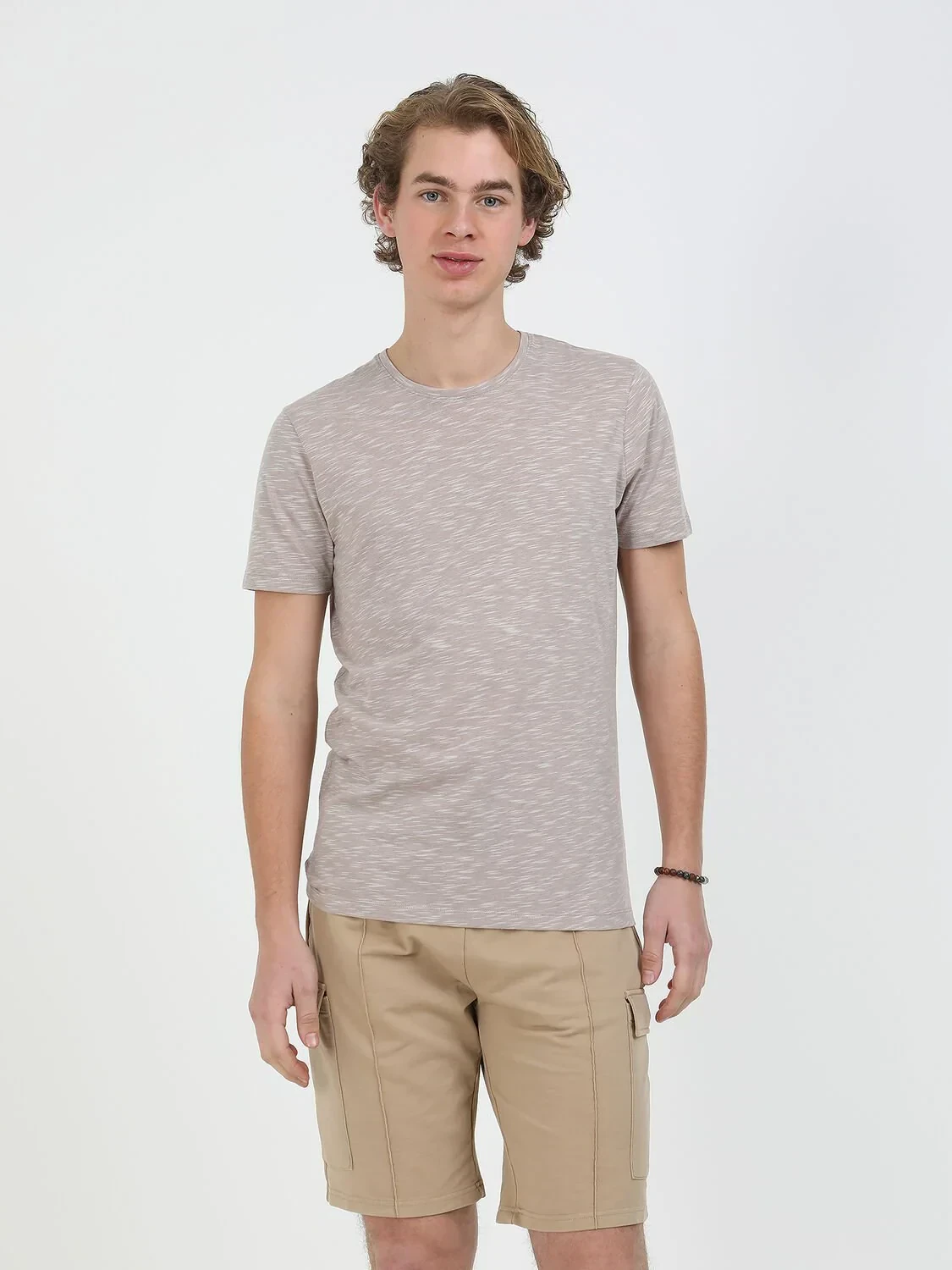Mink Crew Neck Cotton Blended T-Shirt - 1
