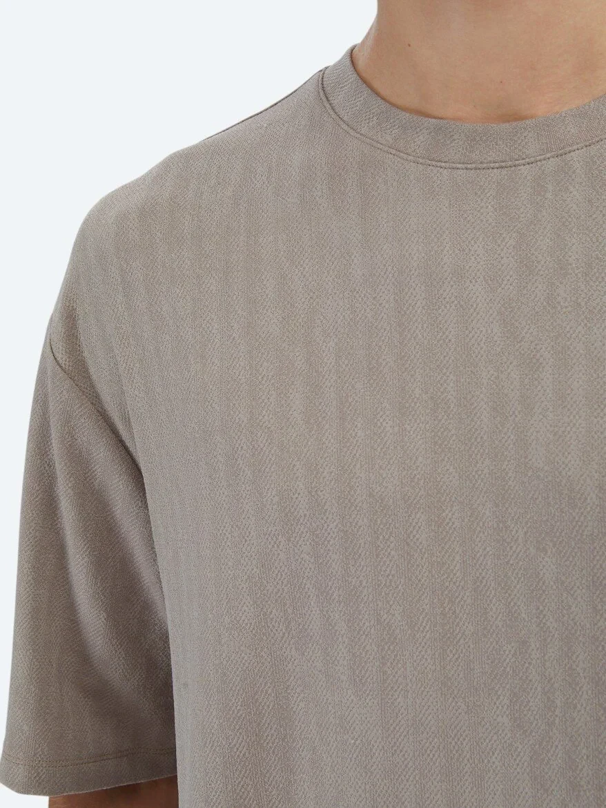 Mink Patterned Crew Neck T-Shirt - 4