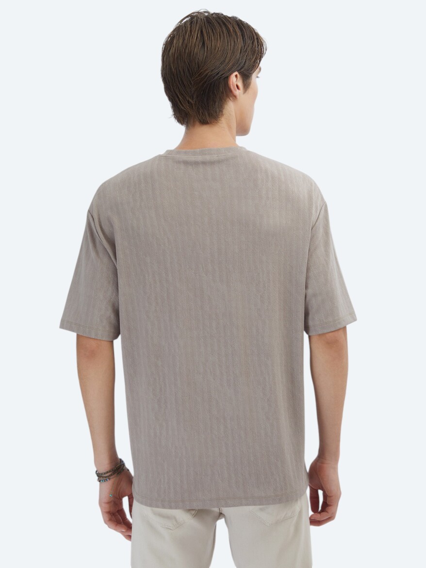 Mink Patterned Crew Neck T-Shirt - 5
