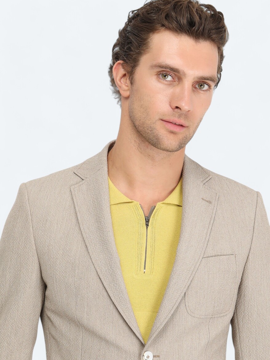 Mink Patterned Modern Fit Jacket - 4