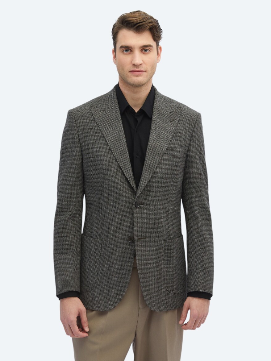 Mink Patterned Modern Fit Jacket 