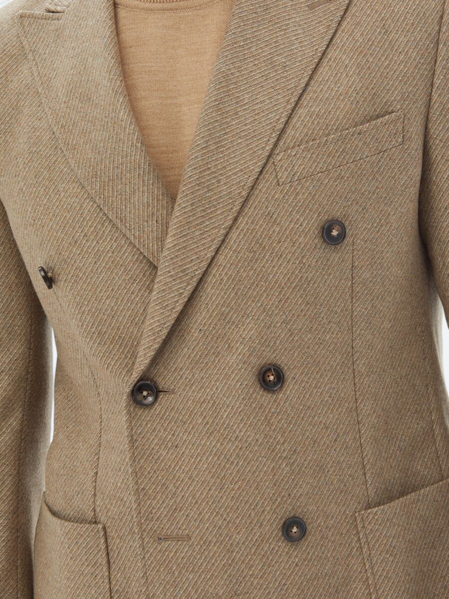 Mink Patterned Modern Fit Recycled Wool Blended Jacket - 6