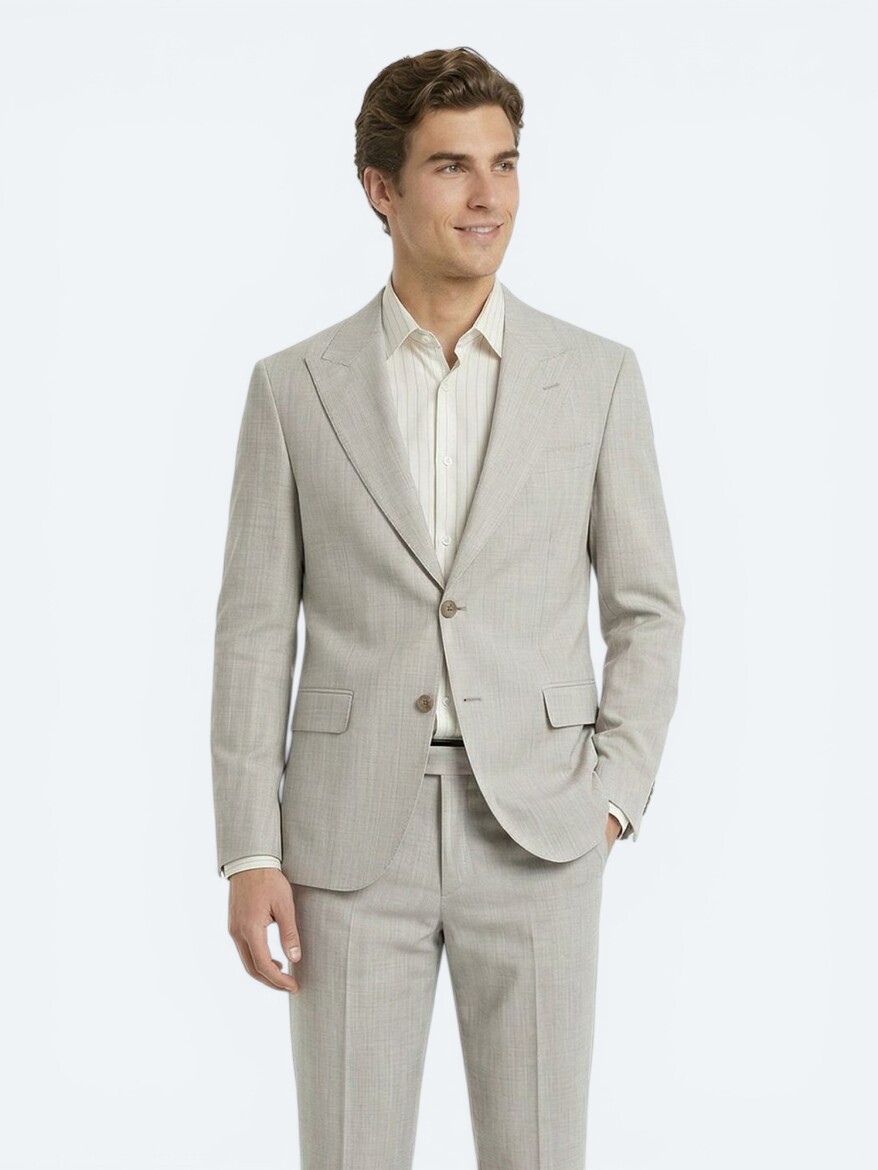 Mink Patterned Modern Fit Wool Blended Suit - 2