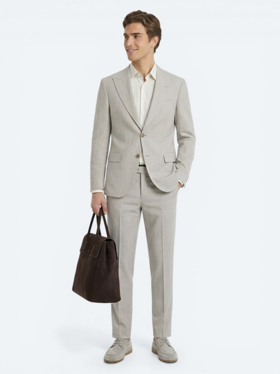 Mink Patterned Modern Fit Wool Blended Suit - 4