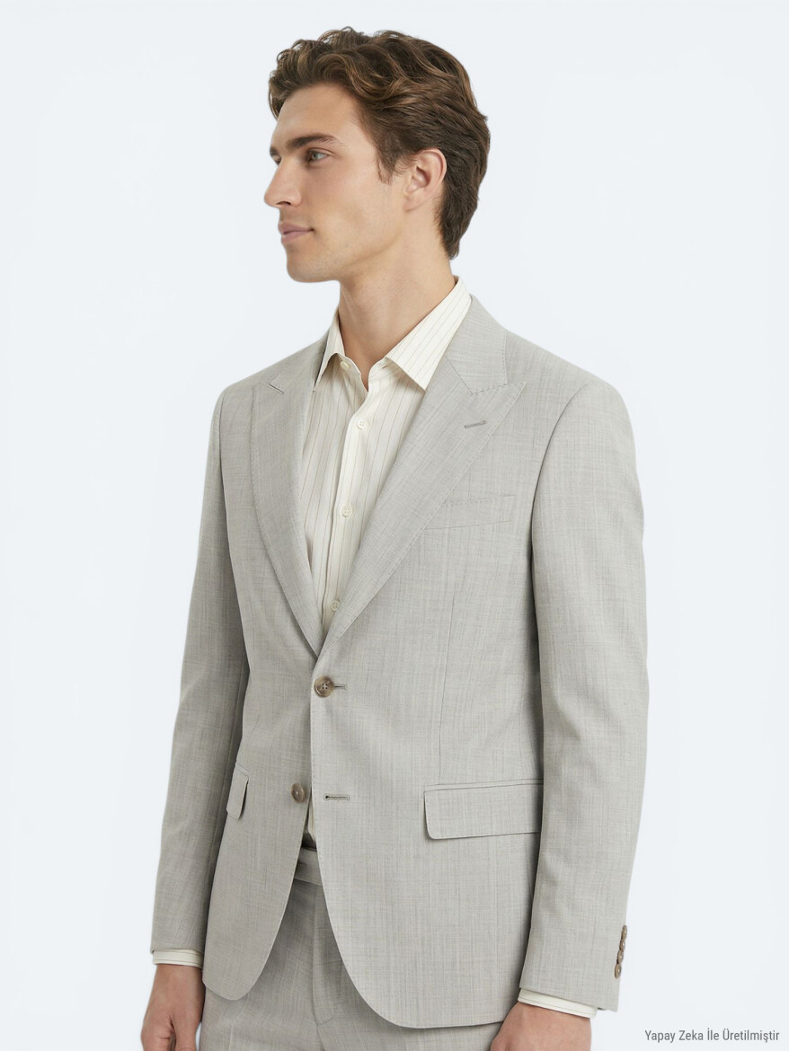 Mink Patterned Modern Fit Wool Blended Suit - 3
