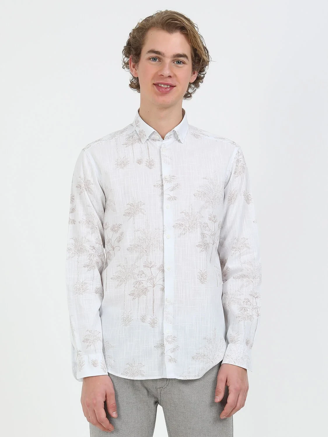 Mink Patterned Regular Fit Weaving Casual 100% Cotton Shirt - 2
