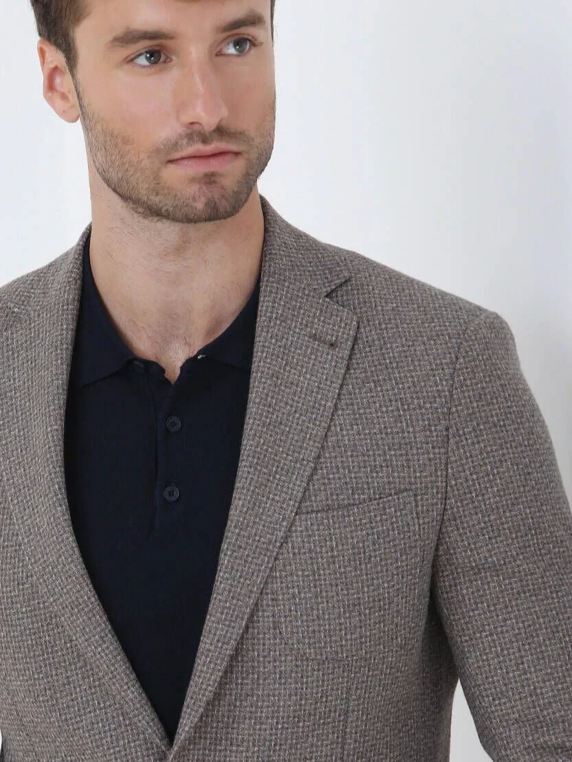 Mink Patterned Regular Fit Wool Blended Jacket - 3
