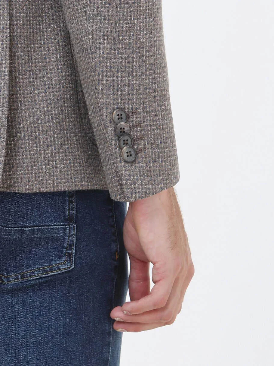 Mink Patterned Regular Fit Wool Blended Jacket - 4