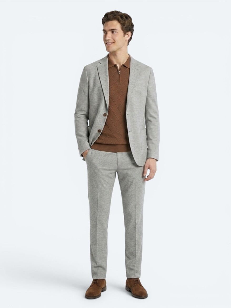 Mink Patterned Regular Fit Wool Blended Suit - KİP