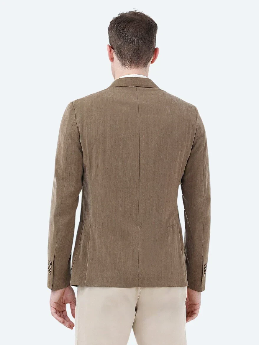 Mink Plain Modern Fit Jacket - 5