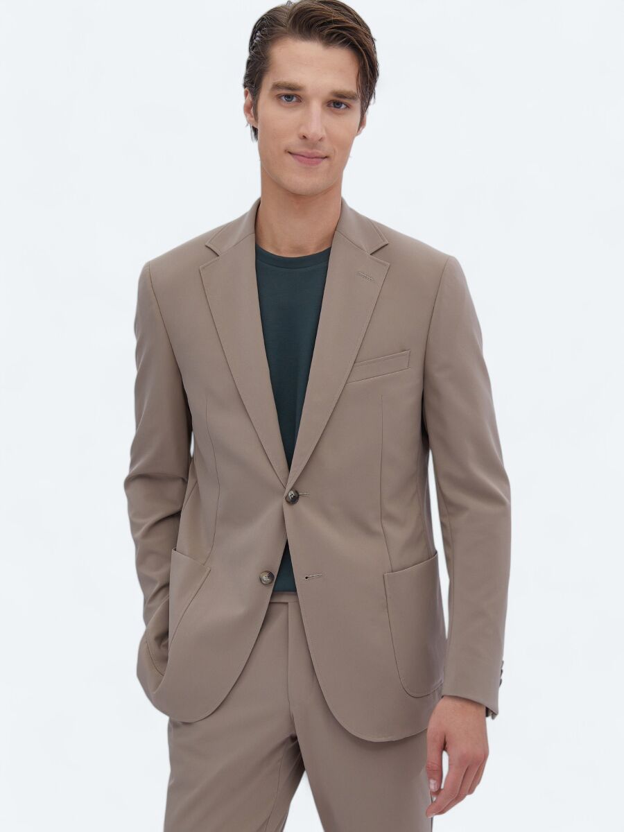 Mink Plain Modern Fit Wrinkle Free Suit - 1