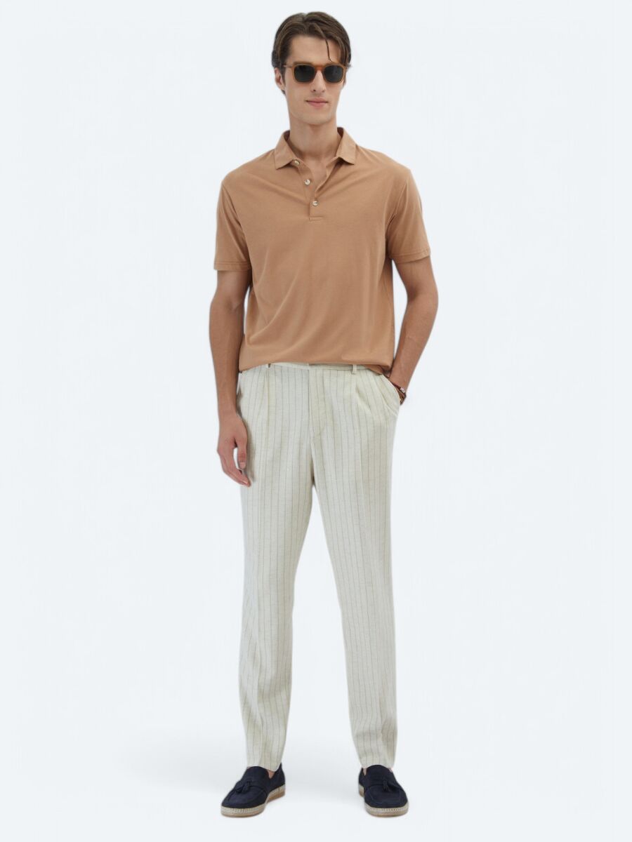 Mink Plain Polo Neck 100% Cotton T-Shirt - 2