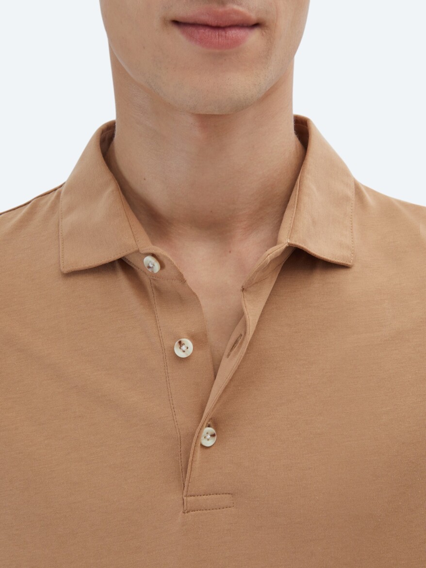 Mink Plain Polo Neck 100% Cotton T-Shirt - 4