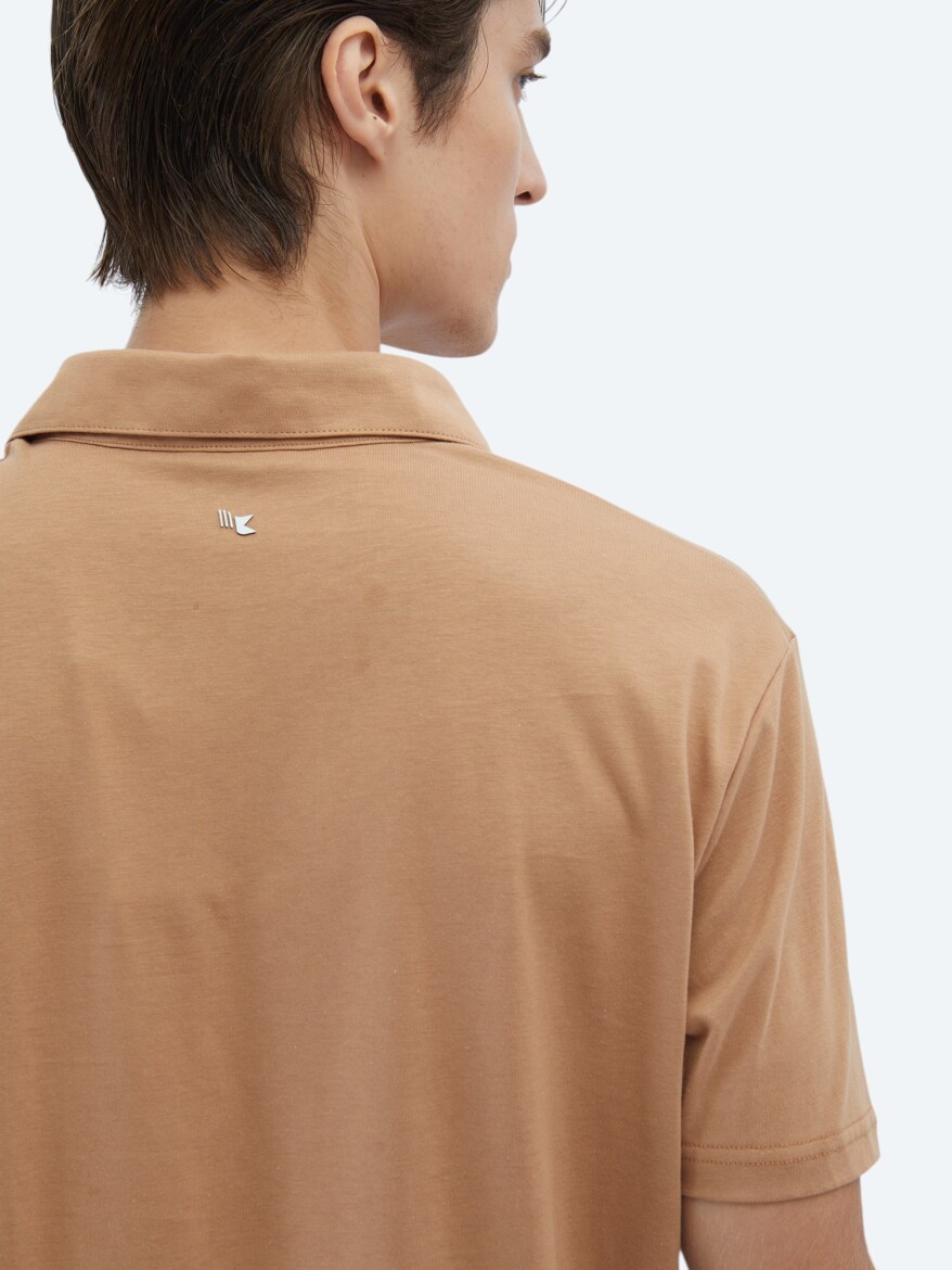 Mink Plain Polo Neck 100% Cotton T-Shirt - 5