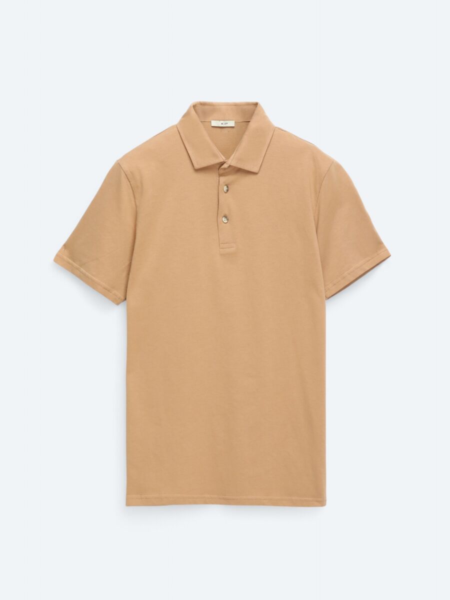 Mink Plain Polo Neck 100% Cotton T-Shirt - 7