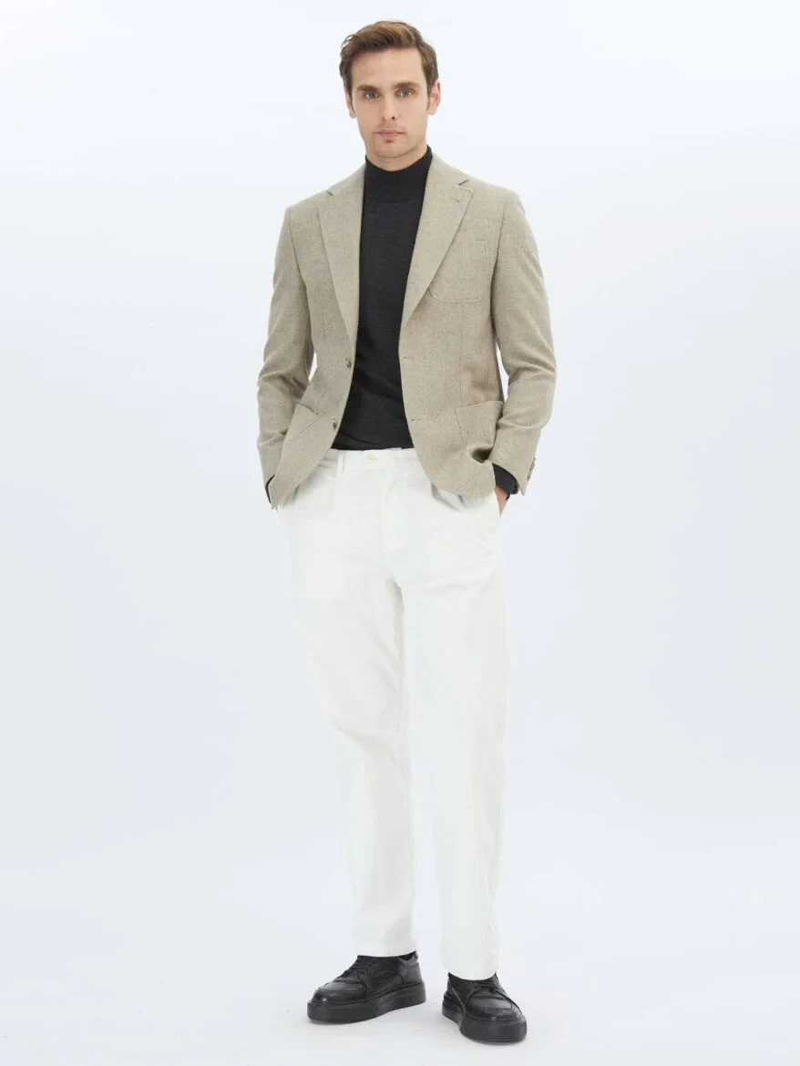 Mink Plain Regular Fit Wool Blended Jacket - 2