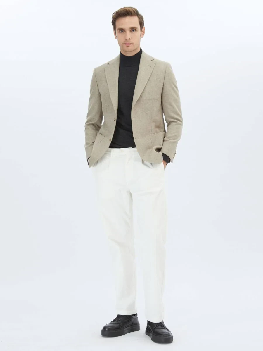 Mink Plain Regular Fit Wool Blended Jacket - 2