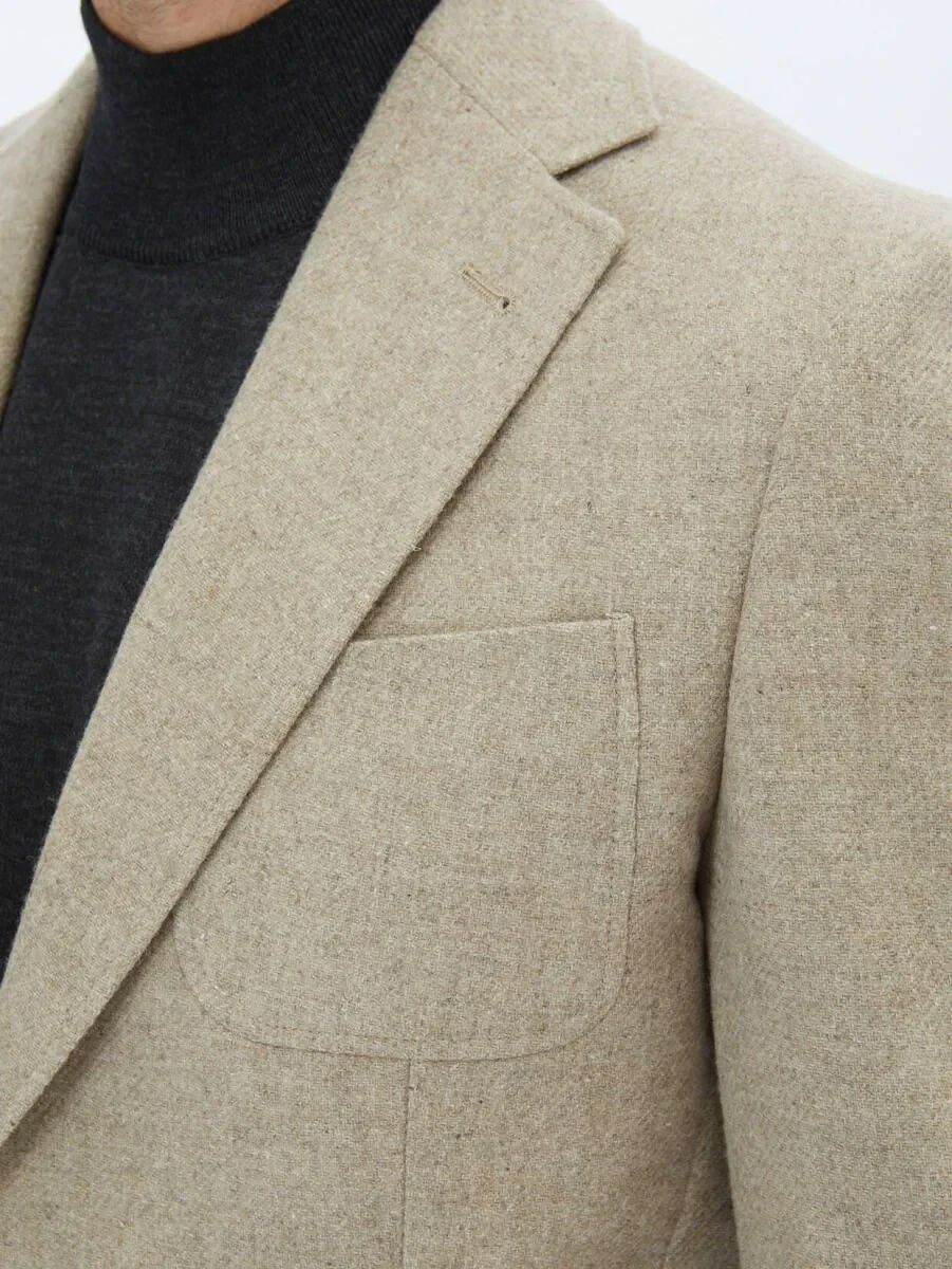 Mink Plain Regular Fit Wool Blended Jacket - 5