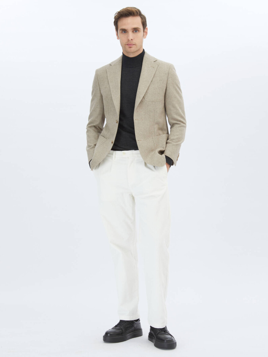Mink Plain Regular Fit Wool Blended Jacket - KİP