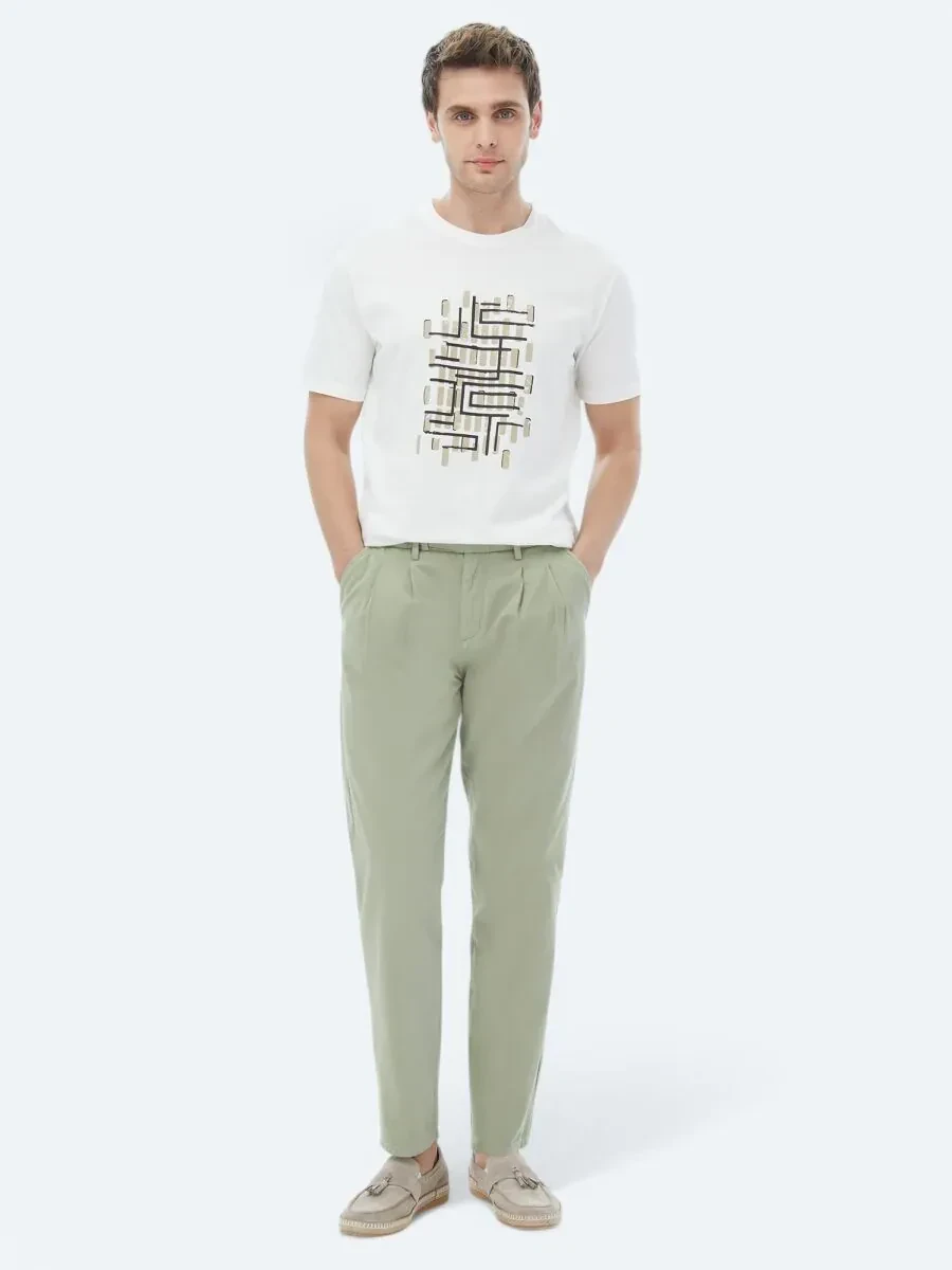 Mink Printed Crew Neck 100% Cotton T-Shirt - 2