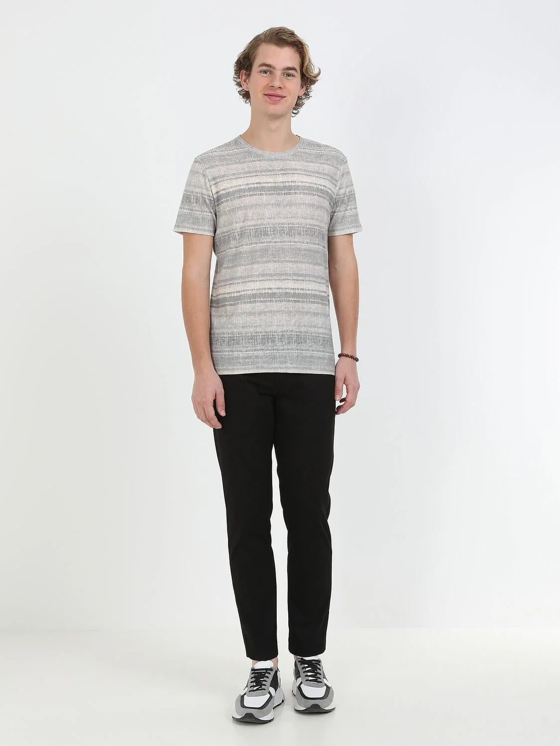Mink Printed Crew Neck Cotton Blended T-Shirt - 2
