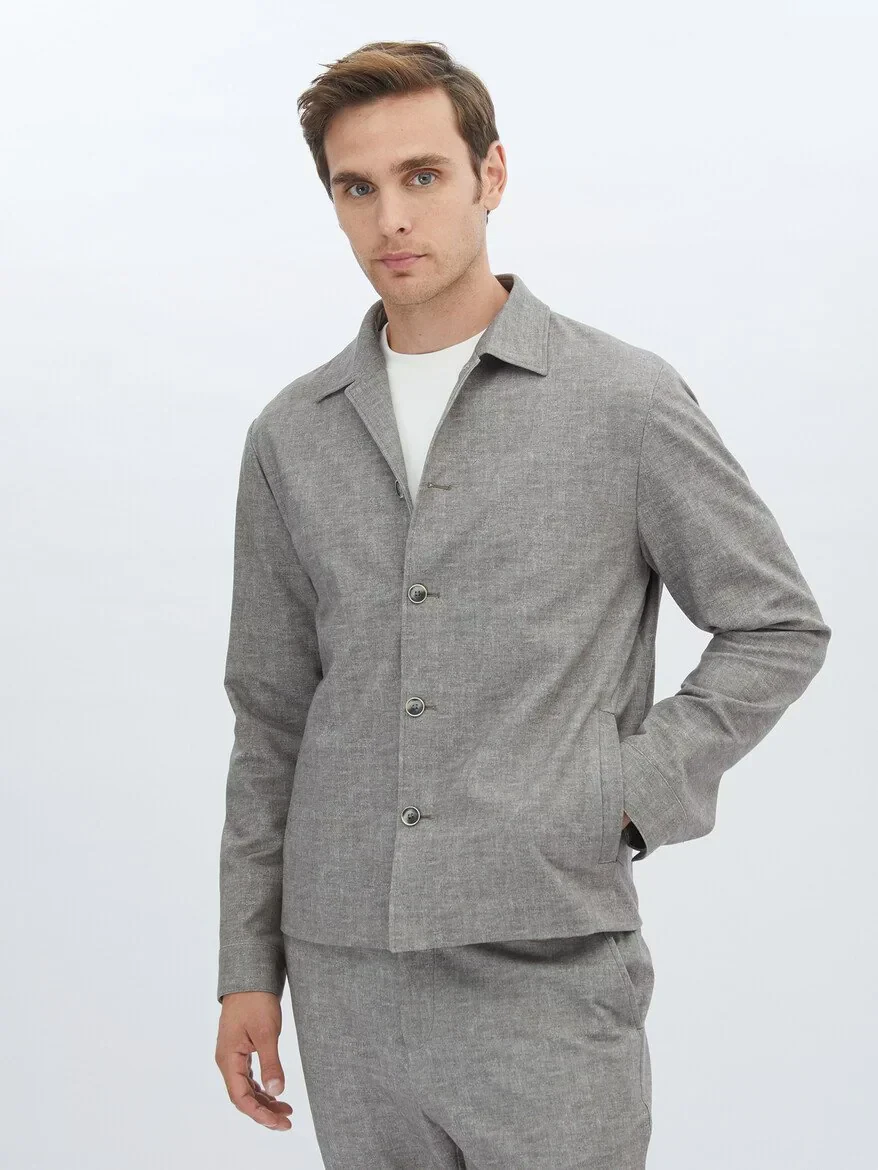 Mink Printed Modern Fit Cotton Blended Suit - 1