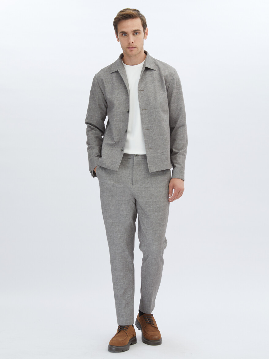 Mink Printed Modern Fit Cotton Blended Suit - 2