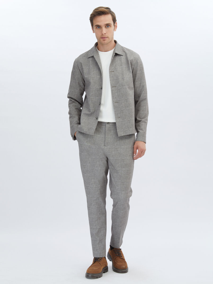 Mink Printed Modern Fit Cotton Blended Suit - 2