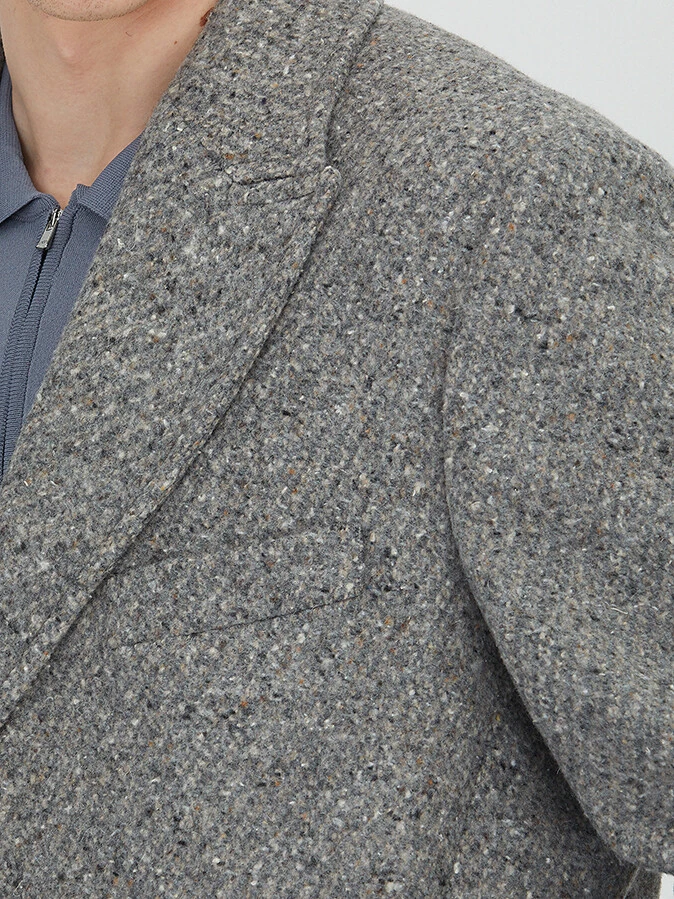 Mink Regular Fit Butterfly Collar Classical Weaving Overcoat - 3