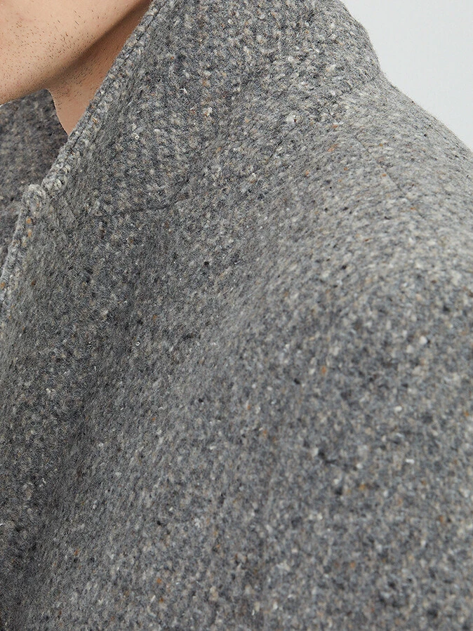 Mink Regular Fit Butterfly Collar Classical Weaving Overcoat - 7