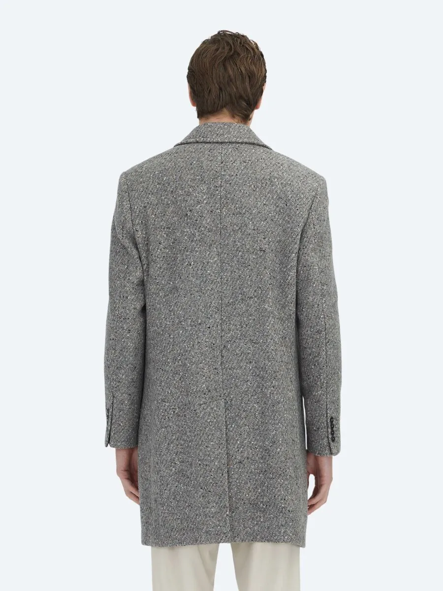 Mink Regular Fit Butterfly Collar Classical Weaving Overcoat - 8