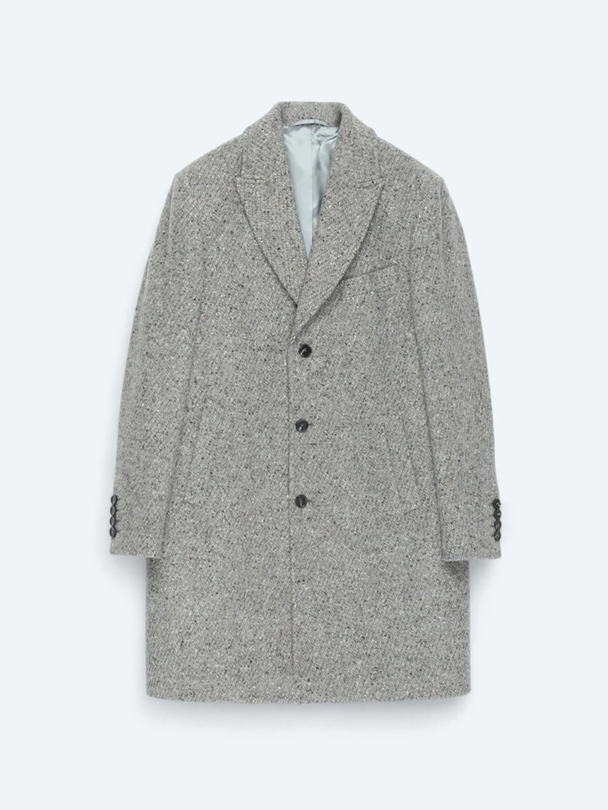 Mink Regular Fit Butterfly Collar Classical Weaving Overcoat - 9