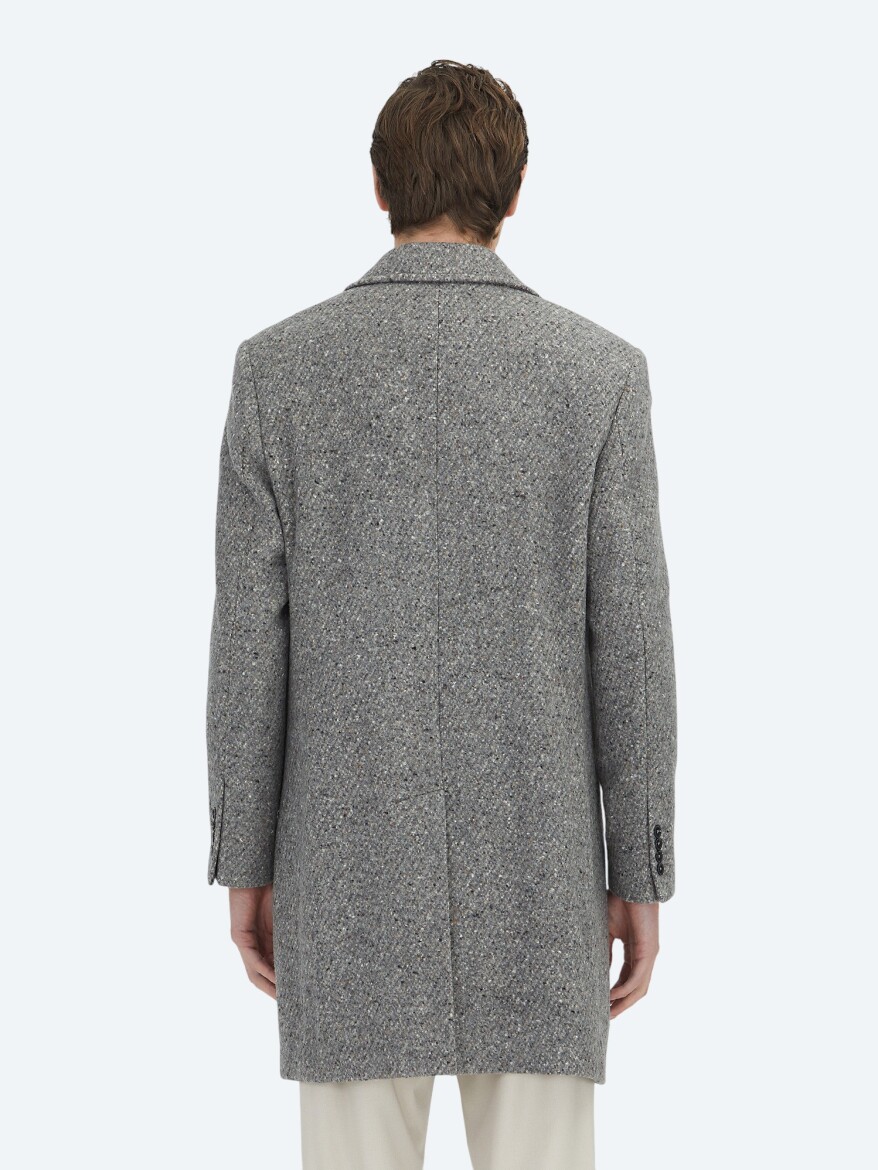 Mink Regular Fit Butterfly Collar Classical Weaving Overcoat - 8