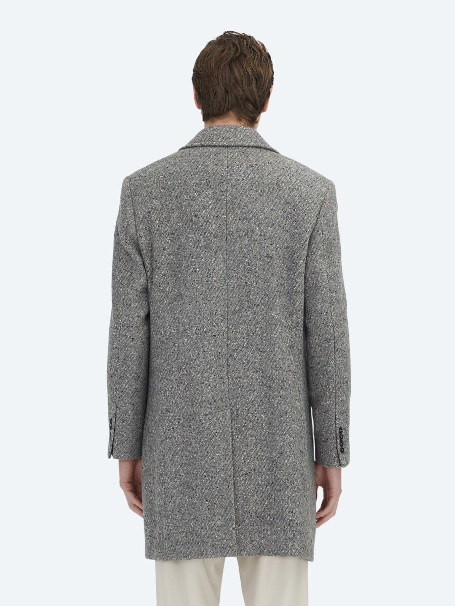 Mink Regular Fit Butterfly Collar Classical Weaving Overcoat - 8