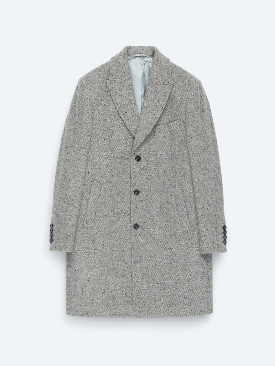 Mink Regular Fit Butterfly Collar Classical Weaving Overcoat - 9