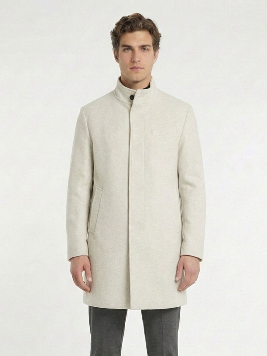 Mink Regular Fit Classical Weaving Overcoat - KİP