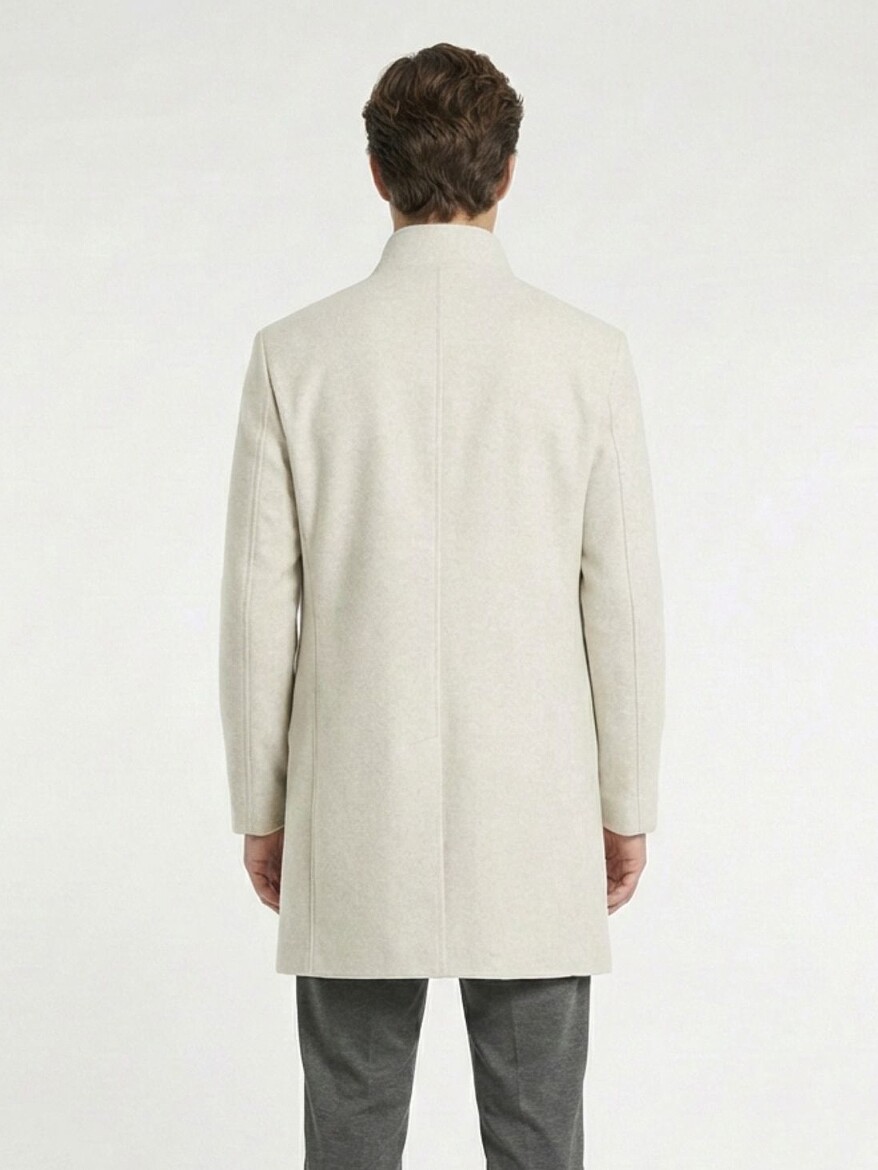 Mink Regular Fit Classical Weaving Overcoat - 5