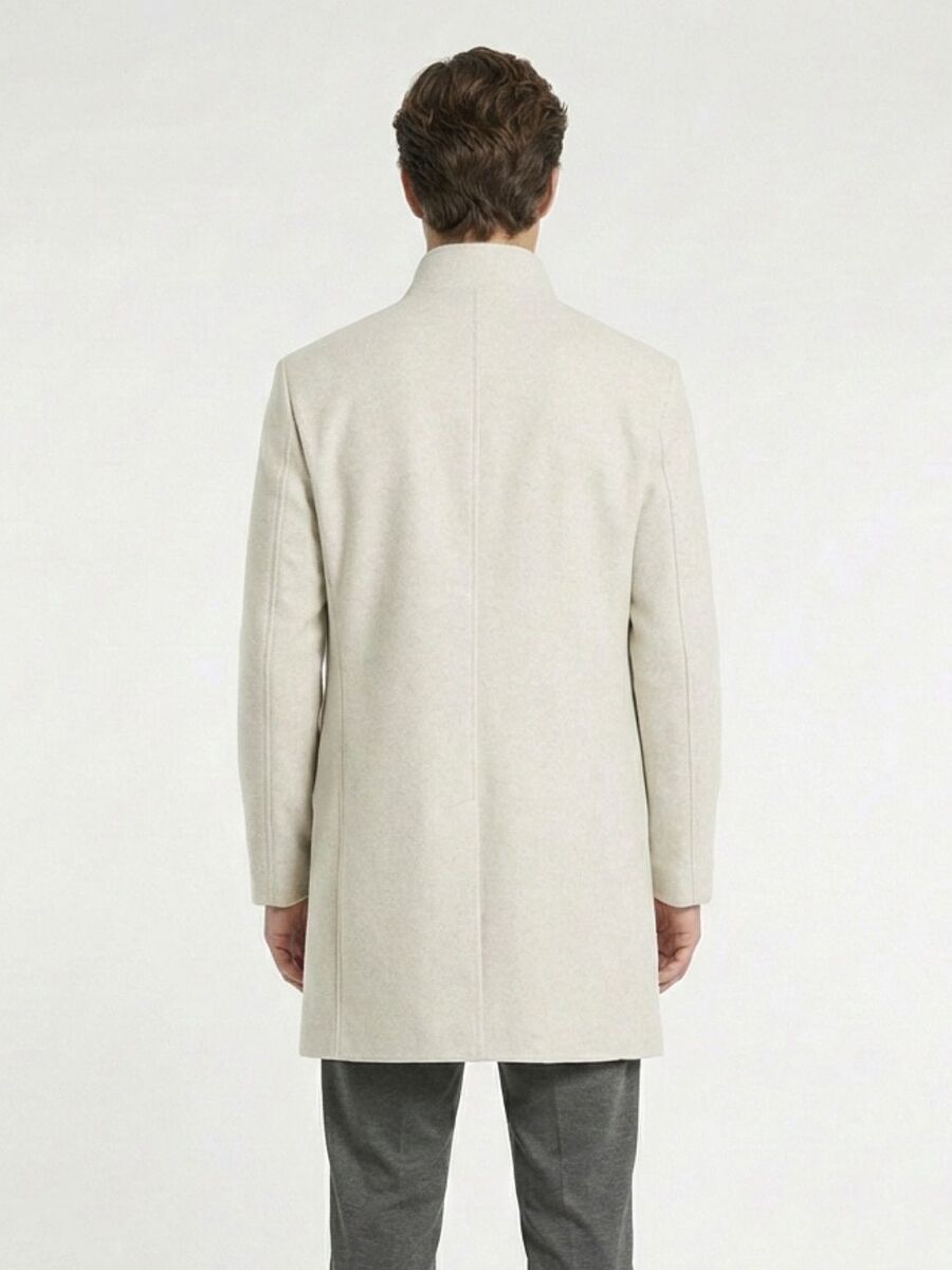 Mink Regular Fit Classical Weaving Overcoat - 5