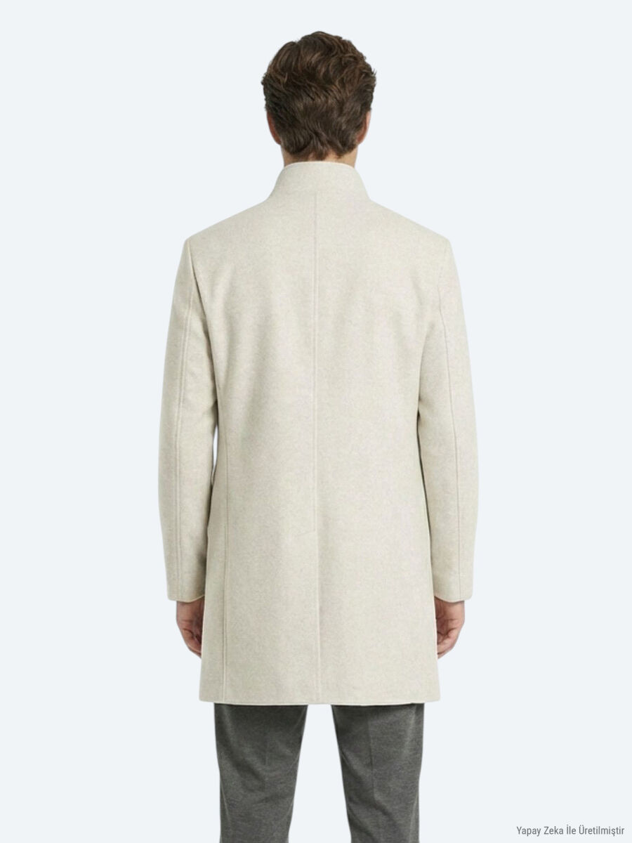 Mink Regular Fit Butterfly Collar Classical Weaving Overcoat - 6