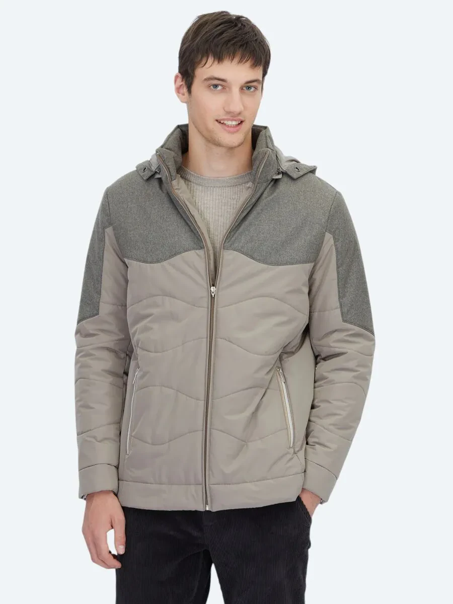 Mink Regular Fit Casual Weaving Removable Hood Coat - 1
