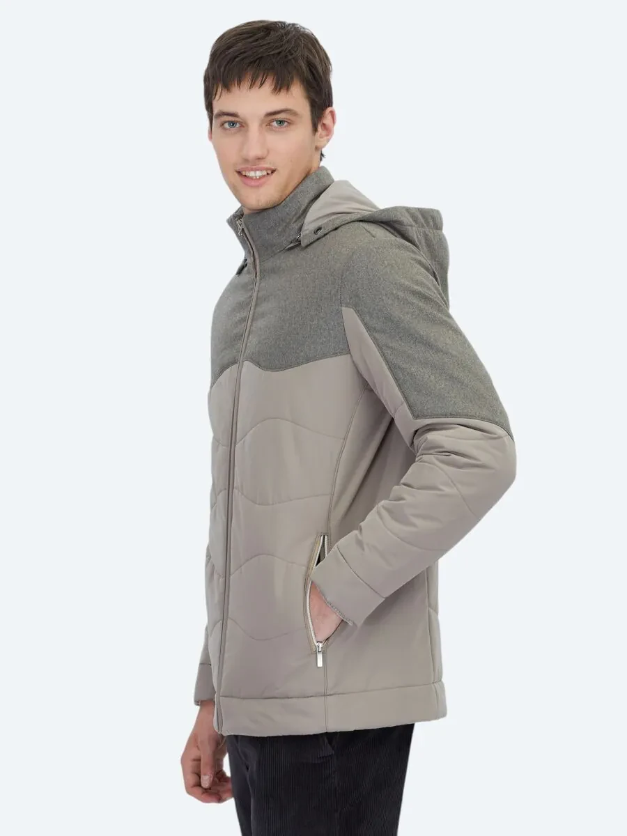 Mink Regular Fit Casual Weaving Removable Hood Coat - 3