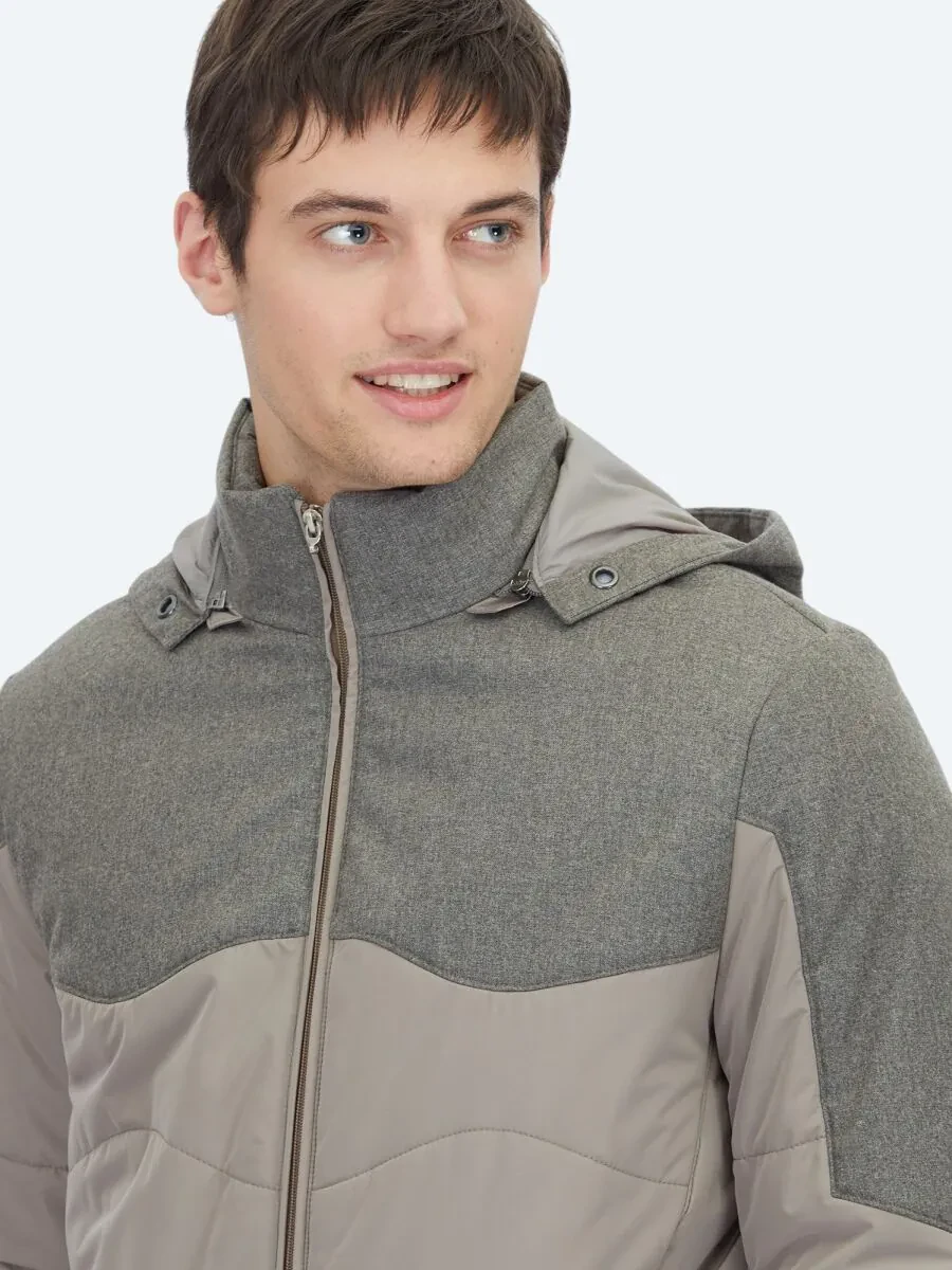 Mink Regular Fit Casual Weaving Removable Hood Coat - 4