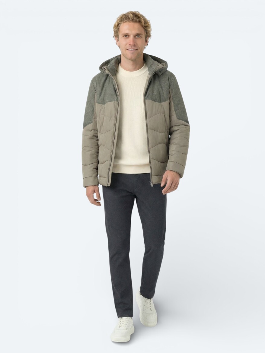 Mink Regular Fit Casual Weaving Removable Hood Coat - 2