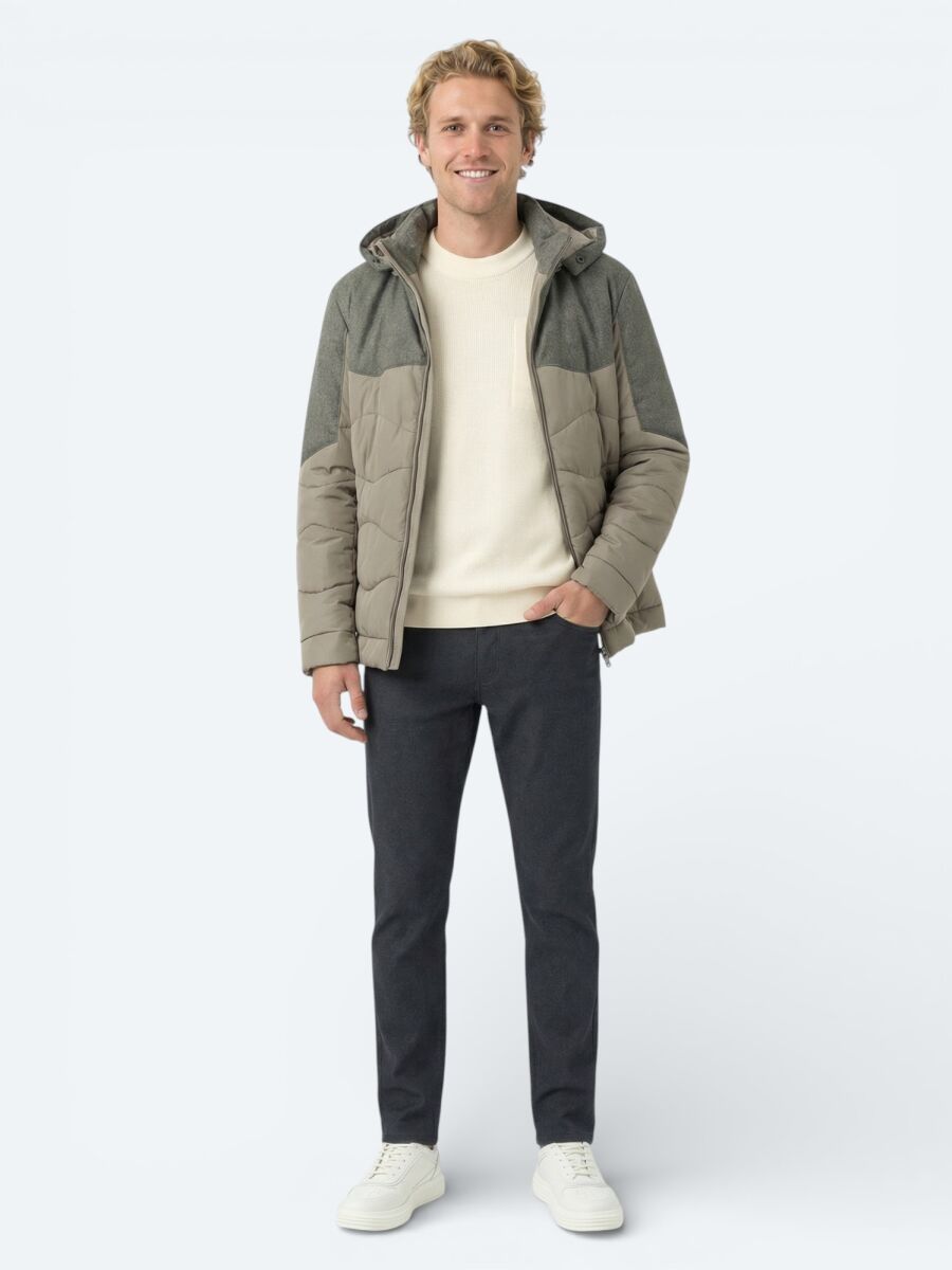 Mink Regular Fit Casual Weaving Removable Hood Coat - 3