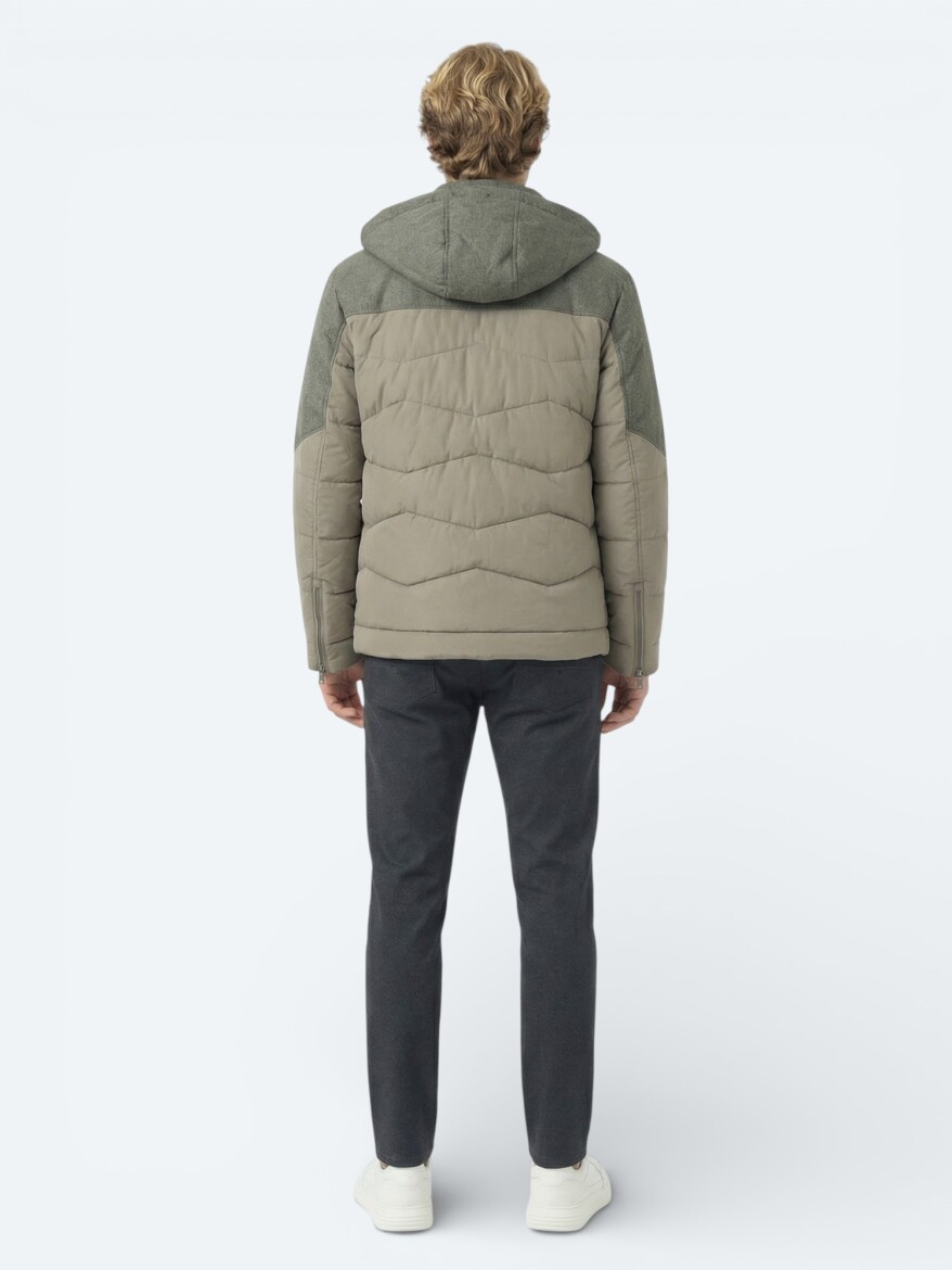 Mink Regular Fit Casual Weaving Removable Hood Coat - 4