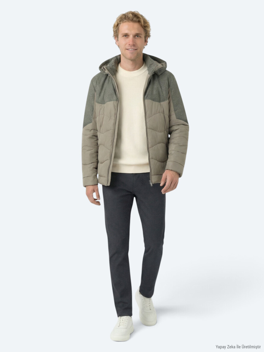 Mink Regular Fit Casual Weaving Removable Hood Coat - 2
