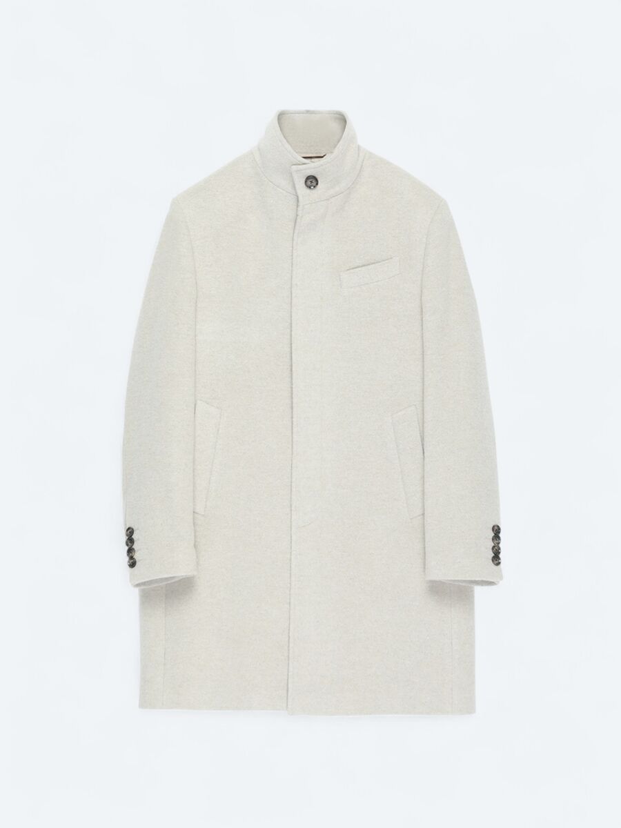 Mink Regular Fit Classical Weaving Overcoat - 1